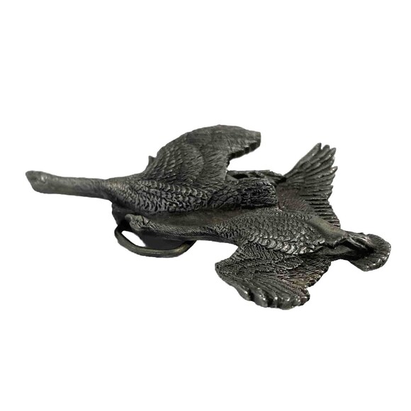 Vintage VineGarroon Foundries Belt Buckle Geese Flying Fine Pewter 1970 - Picture 5 of 8
